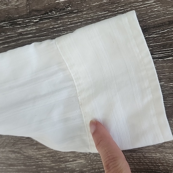 I.E Embroidered Stripe Solid White Button Up Dress Shirt Small - Picture 4 of 7